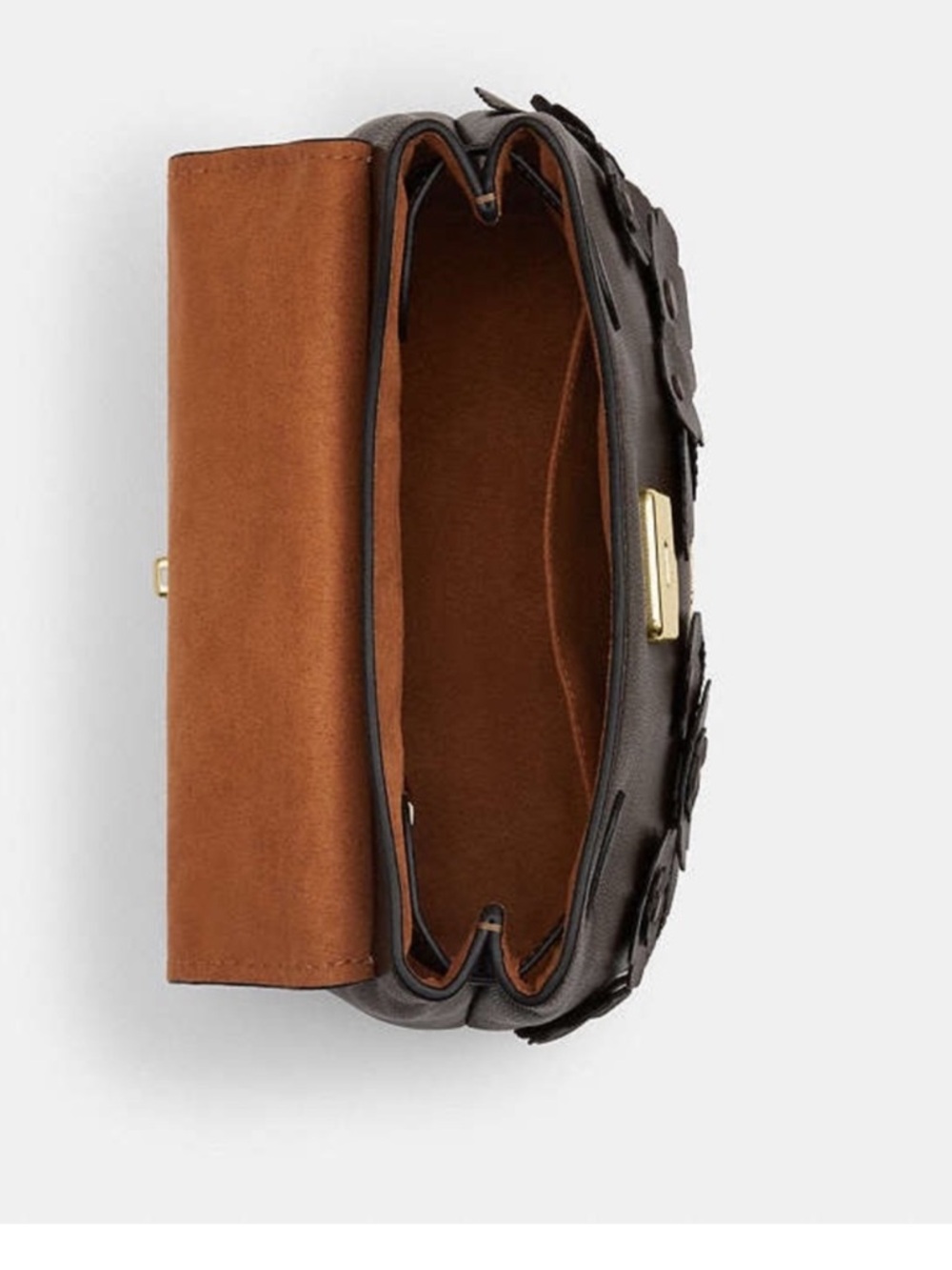 Coach Dark Brown Floral Appliqué Satchel - Picture 6 of 10